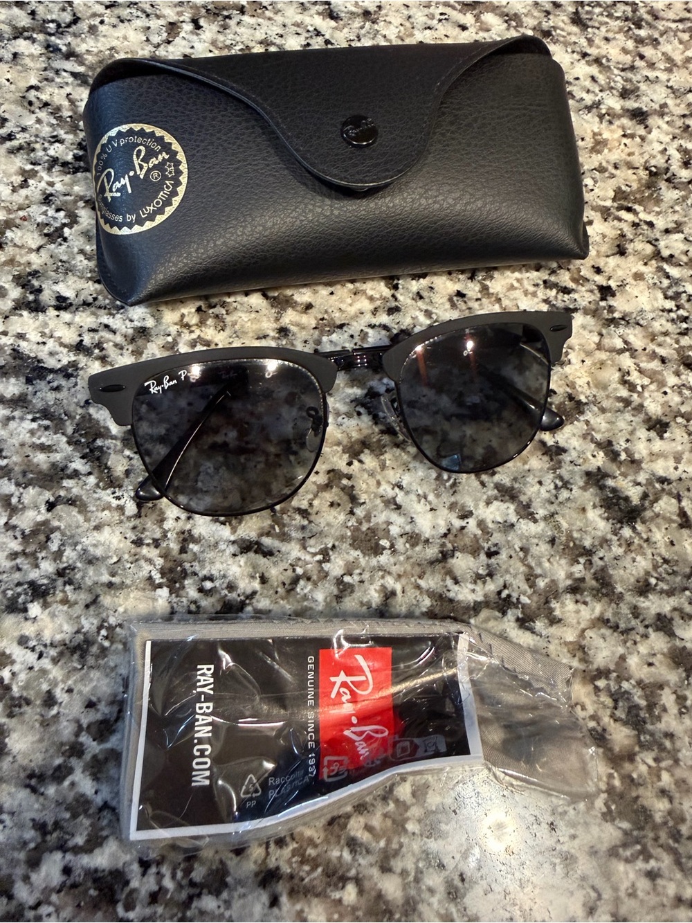 Ray-Ban RB3716 Clubmaster Metal Black Polarized Sunglasses 51mm
